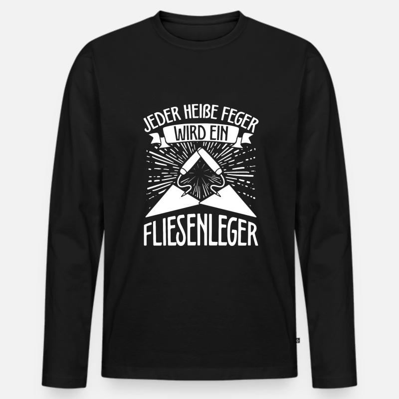 Fliesenlegergeselle Kelle Plattenleger - Männer Premium Bio Langarmshirt - Schwarz