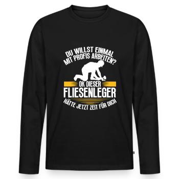 Métier de carreleur artisan compagnon - T-shirt manches longues Premium bio Homme - noir - Devant - Nico (187cm)
