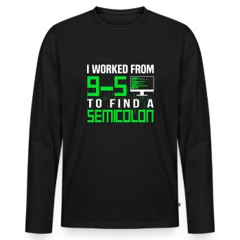 Programmeur Développeur Codage Codeur - T-shirt manches longues Premium bio Homme - noir - Devant - Nico (187cm)