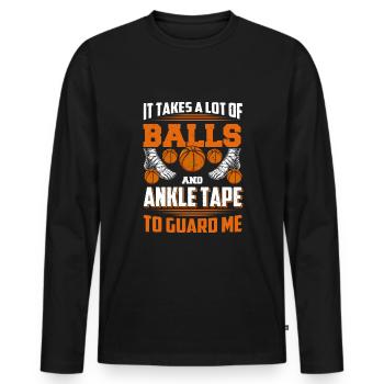 Funny Basketball Ankle breaker - Men's Premium Organic Long Sleeve Shirt - black - Front - Nico (187cm)