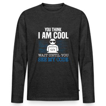 Programmer Developer Coding Coder - Men's Premium Organic Long Sleeve Shirt - heather anthracite - Front - Nico (187cm)