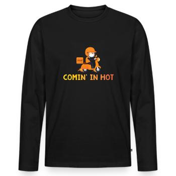 Pizza Delivery Guy - Men's Premium Organic Long Sleeve Shirt - black - Front - Nico (187cm)