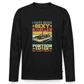 Capitaine de bateau ponton - T-shirt manches longues Premium bio Homme - noir - Devant - Nico (187cm)