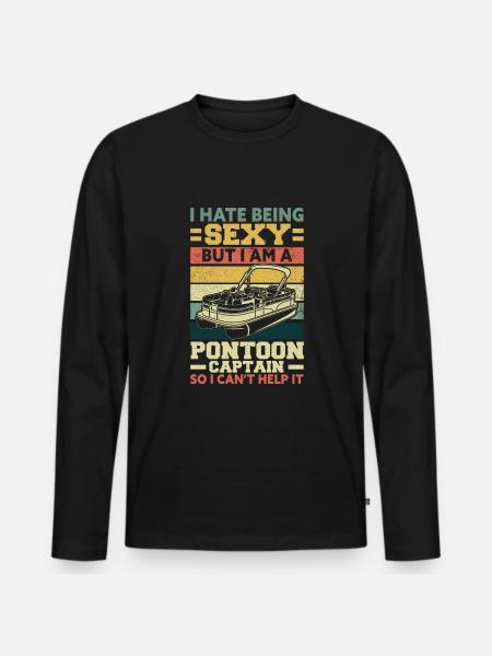 Boating Pontoon boat captain - Männer Premium Bio Langarmshirt - Schwarz