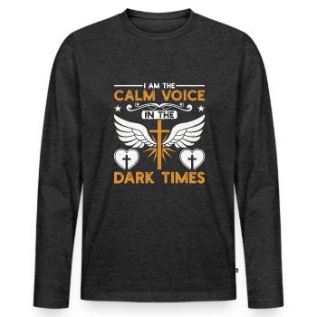 Deacon Wife - Men's Premium Organic Long Sleeve Shirt - heather anthracite - Front - Nico (187cm)