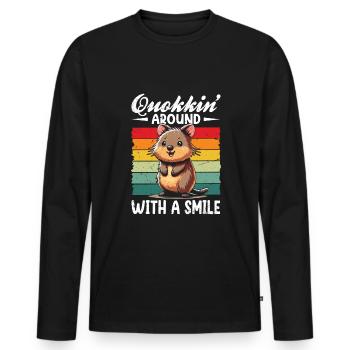 Quokka - T-shirt manches longues Premium bio Homme - noir - Devant - Nico (187cm)
