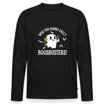 Cute Ghost halloween - Men's Premium Organic Long Sleeve Shirt - black - Front - Nico (187cm)
