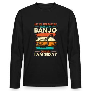 Bluegrass Banjo - Männer Premium Bio Langarmshirt - Schwarz - Vorne - Nico (187cm)