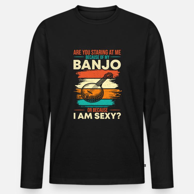 Bluegrass Banjo - Männer Premium Bio Langarmshirt - Schwarz