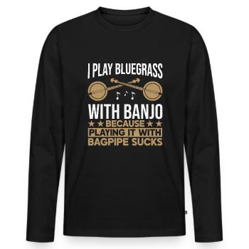 Bluegrass Banjo - Männer Premium Bio Langarmshirt - Schwarz - Vorne - Nico (187cm)