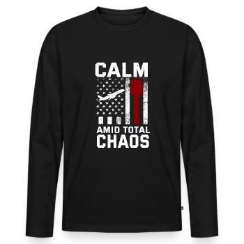 Air traffic controller - Men's Premium Organic Long Sleeve Shirt - black - Front - Nico (187cm)