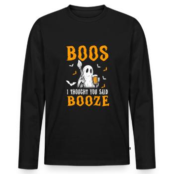 Cute Ghost halloween - Men's Premium Organic Long Sleeve Shirt - black - Front - Nico (187cm)