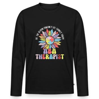 ABA Therapy - Männer Premium Bio Langarmshirt - Schwarz - Vorne - Nico (187cm)