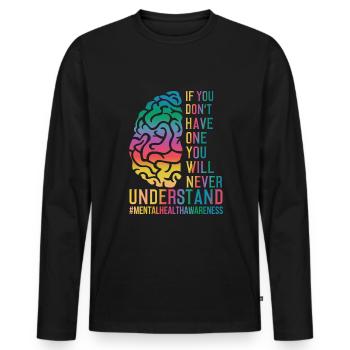 Sensibilisation à la santé mentale - T-shirt manches longues Premium bio Homme - noir - Devant - Nico (187cm)