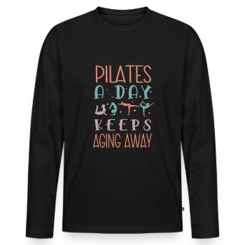 Pilates - Männer Premium Bio Langarmshirt - Schwarz - Vorne - Nico (187cm)