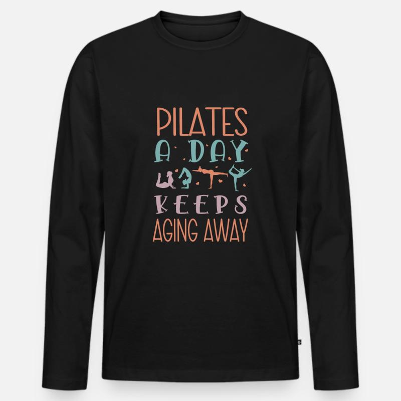 Pilates - Männer Premium Bio Langarmshirt - Schwarz