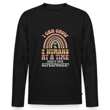 Maman jumelle maman mère - T-shirt manches longues Premium bio Homme - noir - Devant - Nico (187cm)