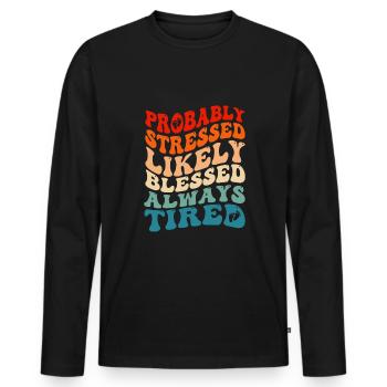 Maman jumelle maman mère - T-shirt manches longues Premium bio Homme - noir - Devant - Nico (187cm)