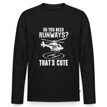 Helicopter Pilot - Men's Premium Organic Long Sleeve Shirt - black - Front - Nico (187cm)
