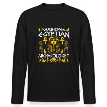 Archéologue égyptien - T-shirt manches longues Premium bio Homme - noir - Devant - Nico (187cm)