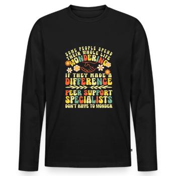 Peer Support Specialist PSS - Männer Premium Bio Langarmshirt - Schwarz - Vorne - Nico (187cm)
