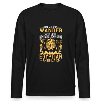 Archéologue égyptien - T-shirt manches longues Premium bio Homme - noir - Devant - Nico (187cm)