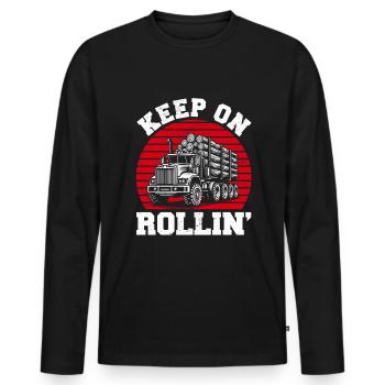 Log Truck Driver Timber Lorry Funny Logging Truck - Männer Premium Bio Langarmshirt - Schwarz - Vorne - Nico (187cm)
