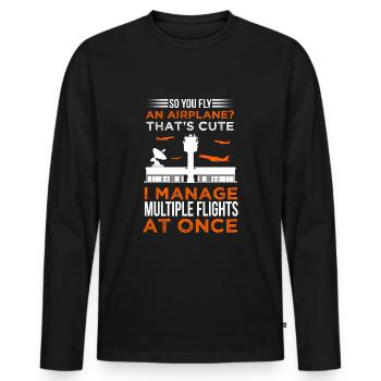 Air traffic controller - Men's Premium Organic Long Sleeve Shirt - black - Front - Nico (187cm)