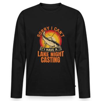 Pêche à la truite - T-shirt manches longues Premium bio Homme - noir - Devant - Nico (187cm)