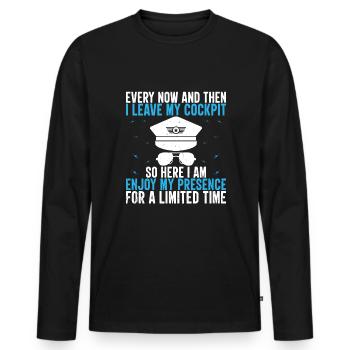 Aviation Funny Airplane Pilot - Männer Premium Bio Langarmshirt - Schwarz - Vorne - Nico (187cm)
