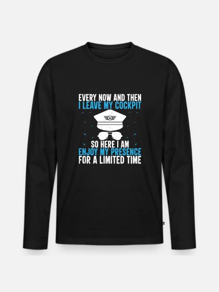 Aviation Funny Airplane Pilot - Männer Premium Bio Langarmshirt - Schwarz