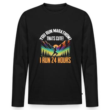 Ultra running - Men's Premium Organic Long Sleeve Shirt - black - Front - Nico (187cm)