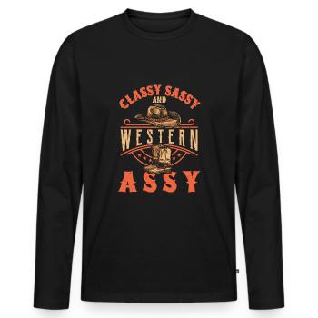 Line Dancing Line Dance - Men's Premium Organic Long Sleeve Shirt - black - Front - Nico (187cm)