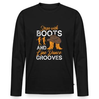 Line Dancing Line Dance - Men's Premium Organic Long Sleeve Shirt - black - Front - Nico (187cm)