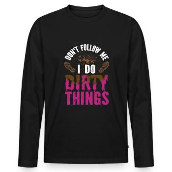 boue course boue fille - T-shirt manches longues Premium bio Homme - noir - Devant - Nico (187cm)