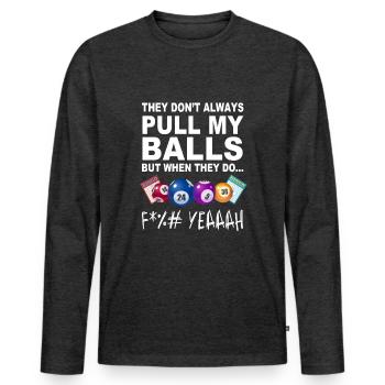 Funny Bingo Player - Men's Premium Organic Long Sleeve Shirt - heather anthracite - Front - Nico (187cm)