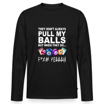 Joueur de bingo drôle - T-shirt manches longues Premium bio Homme - noir - Devant - Nico (187cm)