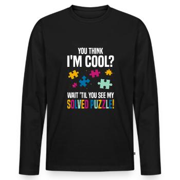 Jigsaw Puzzle - Men's Premium Organic Long Sleeve Shirt - black - Front - Nico (187cm)