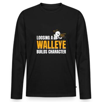 Pêche au doré jaune - T-shirt manches longues Premium bio Homme - noir - Devant - Nico (187cm)