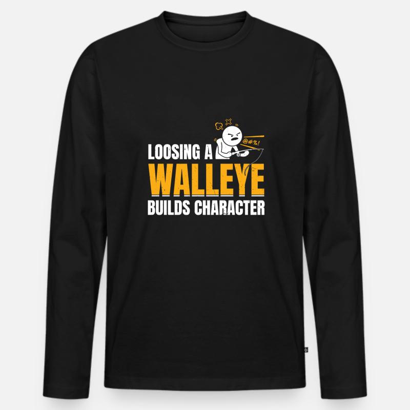 Walleye Fishing - Männer Premium Bio Langarmshirt - Schwarz
