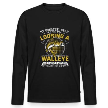 Pêche au doré jaune - T-shirt manches longues Premium bio Homme - noir - Devant - Nico (187cm)