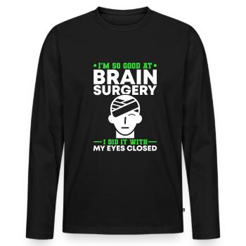 Survivant d’une chirurgie cérébrale - T-shirt manches longues Premium bio Homme - noir - Devant - Nico (187cm)