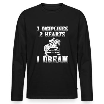 Saut d’obstacles hippique, équestre - T-shirt manches longues Premium bio Homme - noir - Devant - Nico (187cm)