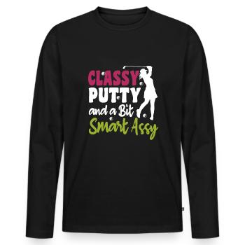 Golf Girl Golfer - Männer Premium Bio Langarmshirt - Schwarz - Vorne - Nico (187cm)