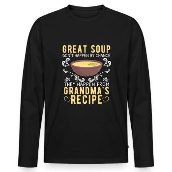 Amateur de soupe - T-shirt manches longues Premium bio Homme - noir - Devant - Nico (187cm)
