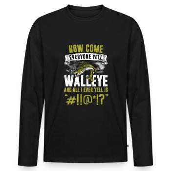 Pêche au doré jaune - T-shirt manches longues Premium bio Homme - noir - Devant - Nico (187cm)