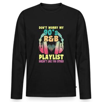 Artiste R&B des années 90 Drôle R and B - T-shirt manches longues Premium bio Homme - noir - Devant - Nico (187cm)