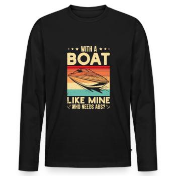 Boating Boat Captain - Men's Premium Organic Long Sleeve Shirt - black - Front - Nico (187cm)
