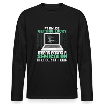 Programmeur Développeur Codage Codeur - T-shirt manches longues Premium bio Homme - noir - Devant - Nico (187cm)