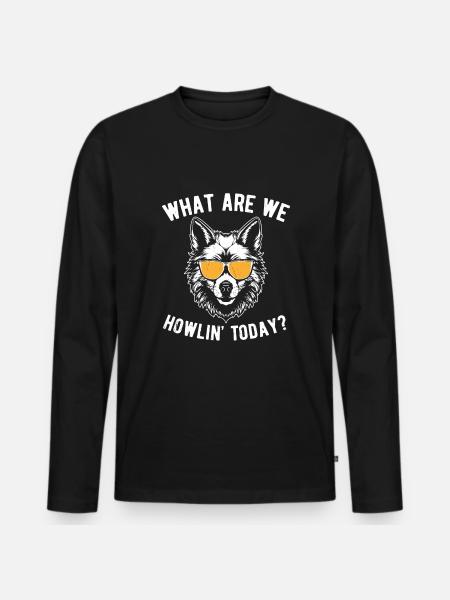 Wolves Funny Wolf - Men's Premium Organic Long Sleeve Shirt - black